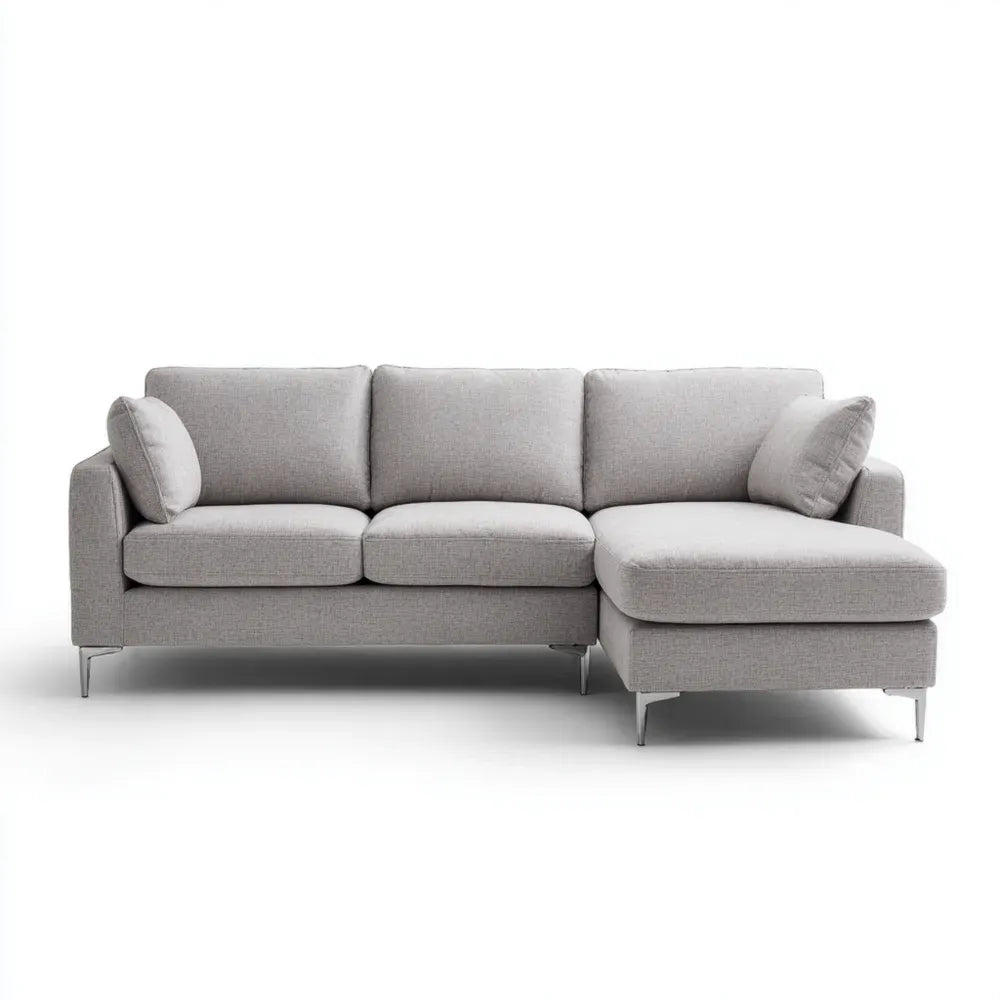 Sectional Sofa Fabric Upholstery 250x150x85 cm - Light Gray - Modern Design