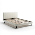 Bed Frame Upholstered Faux Leather Full 200x140x35 cm - White - Modern Style
