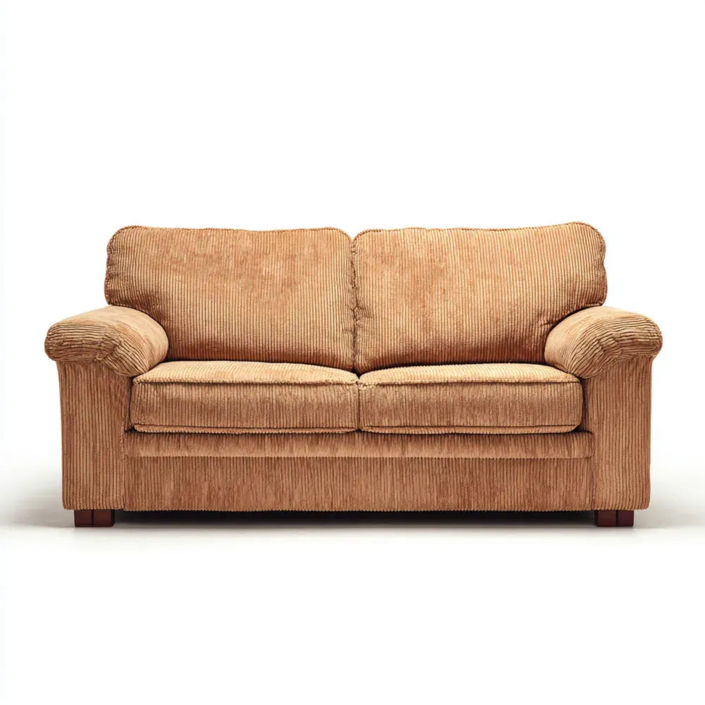 Corduroy Upholstered Sofa Set 180x90x85 cm - Light Brown - Contemporary Design