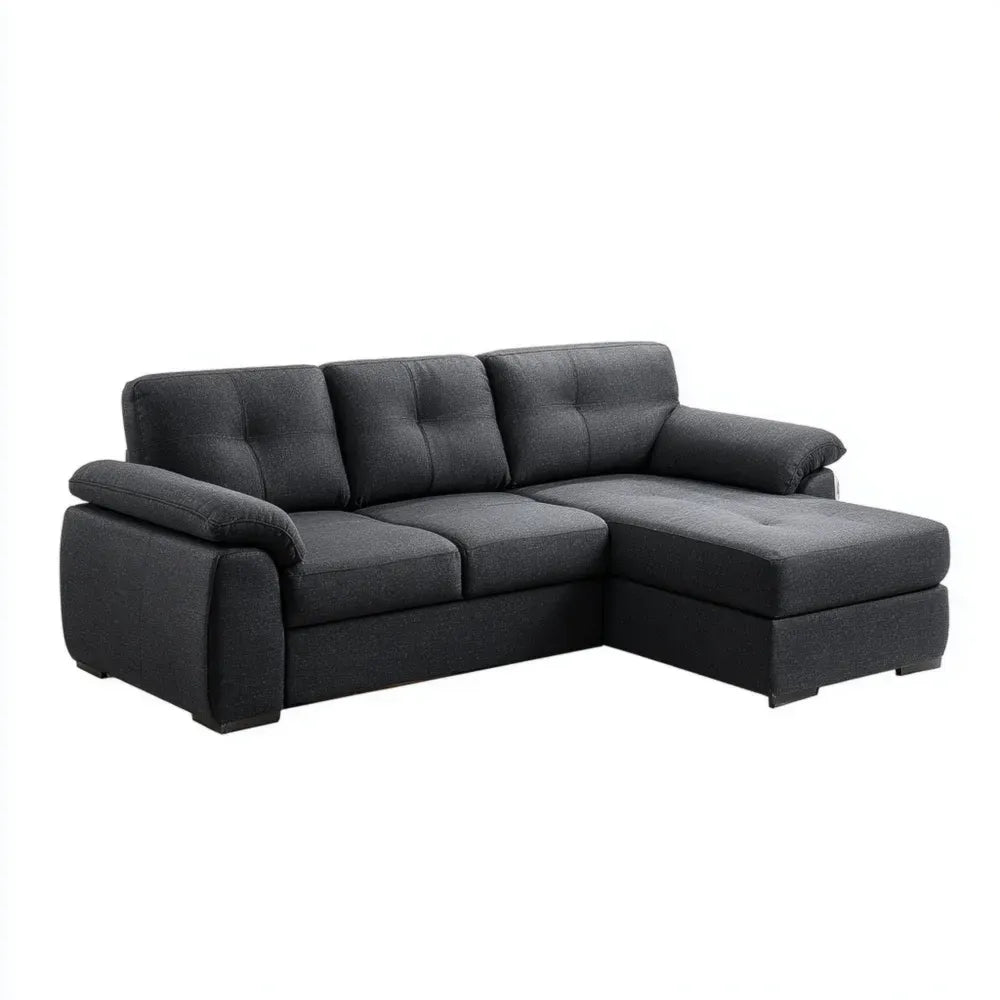 Sectional Sofa Set Fabric Upholstery 98.4x63x35.4 in - Dark Gray - Contemporary Design