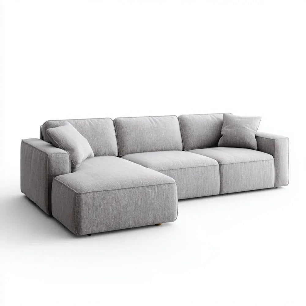 Sectional Sofa Set - Fabric Upholstery 280x90x95 cm - Light Gray - Modern Design
