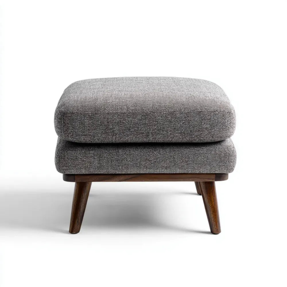 Footstool Fabric Upholstered 60x45x40 cm – Gray – Mid-Century Modern