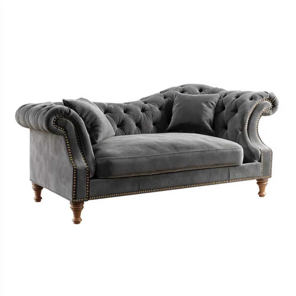 Chesterfield Sofa Velvet Upholstery 210x85x77 cm - Dark Gray - Classic Design