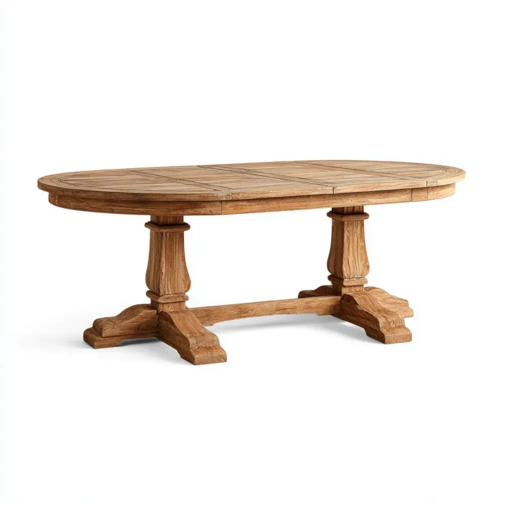 Oval Dining Table Solid Wood - 180x100x75 cm - Rustic Style