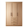 Wardrobe Wooden 3-Door with Drawers 180x60x200 cm - Natural Finish - Contemporary Style