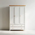 Wardrobe Wooden 3-Door 4-Drawer 180x120x50 cm - White - Contemporary Design