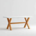 Dining Table 180x90x75 cm – White/Natural Wood – Modern Design