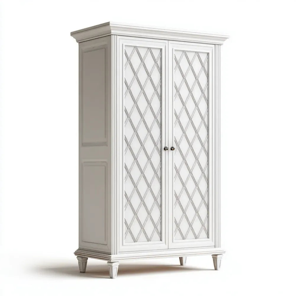 Wardrobe Wooden 200x100x50 cm - White - Classic Design