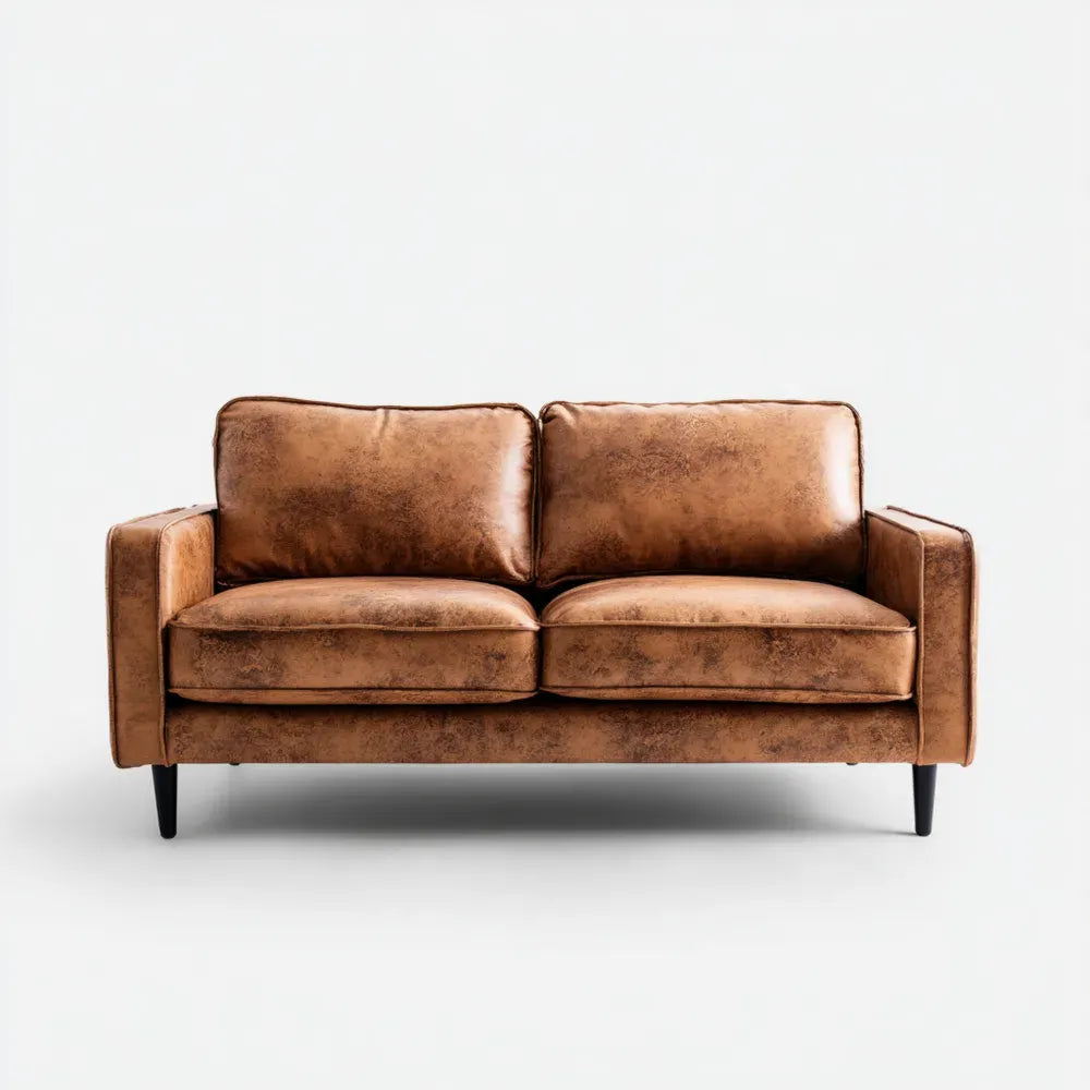 Loveseat Sofa Faux Leather 140x80x85 cm - Brown - Classic Design